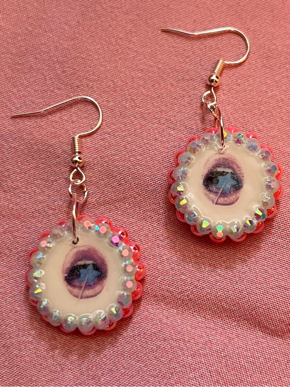 Pink Iridescent Star Drop Earrings
